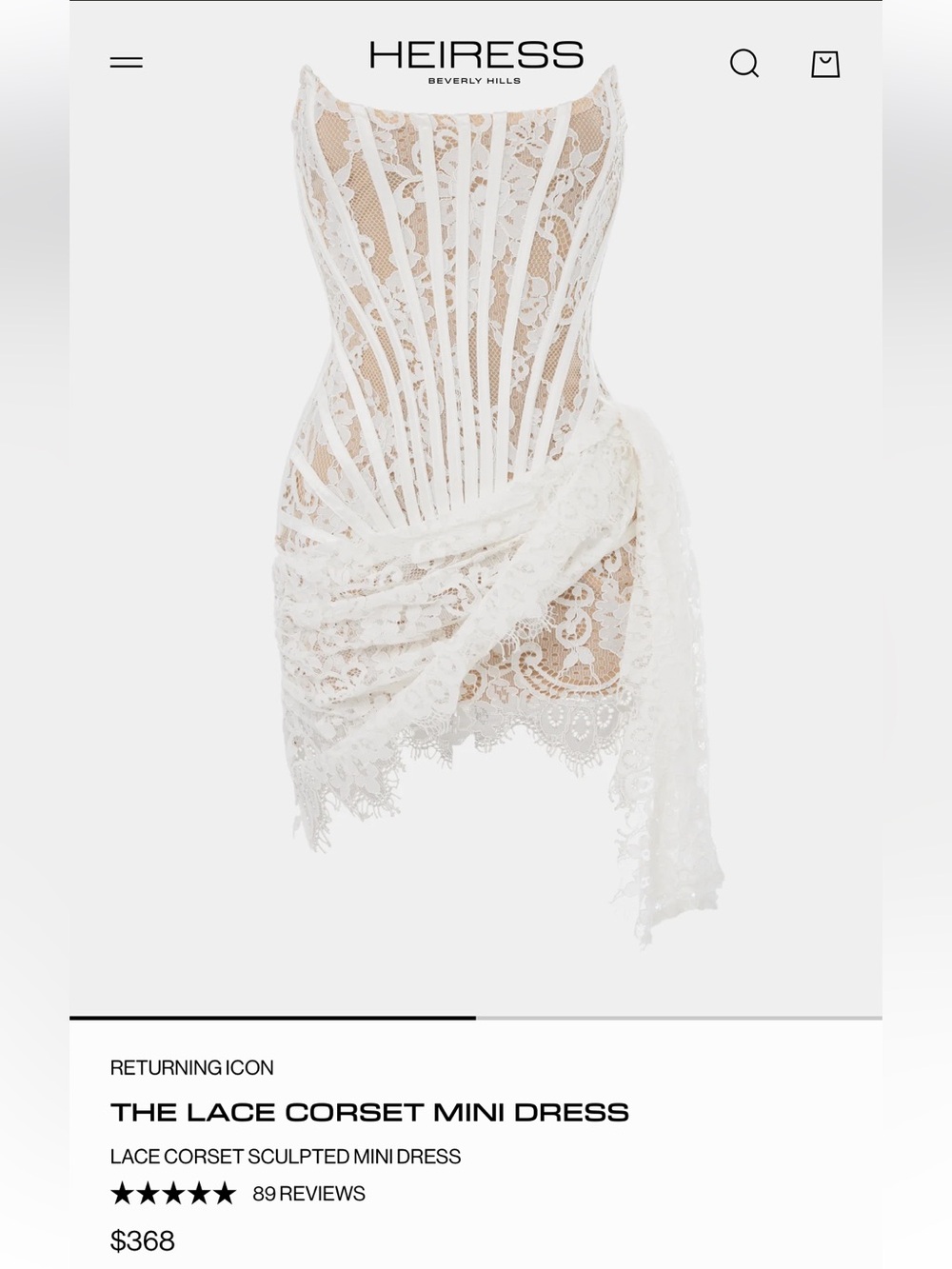 Heiress Beverly Hills The Lace Corset Mini Dress White